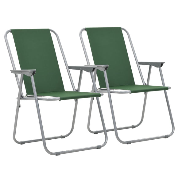 NNEVL Folding Camping Chairs 2 pcs 52x59x80 cm Green