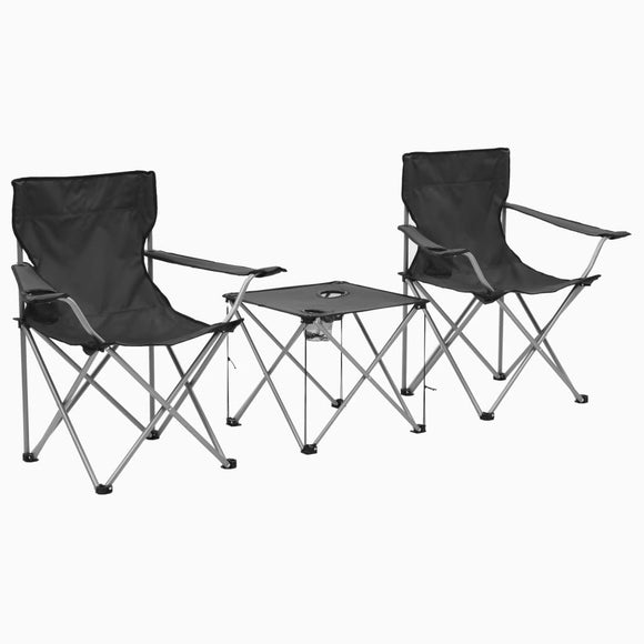 NNEVL Camping Table and Chair Set 3 Pieces Grey