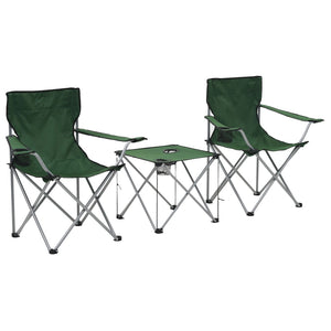 NNEVL Camping Table and Chair Set 3 Pieces Green