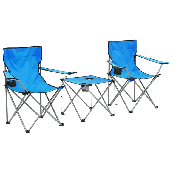 NNEVL Camping Table and Chair Set 3 Pieces Blue