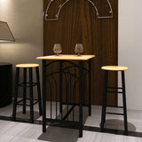 NNEVL Bar Table and Stool Set 3 Pieces Wood and Steel