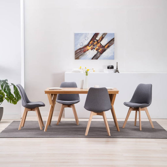 NNEVL Dining Chairs 4 pcs Light Grey Fabric
