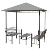 NNEVL Garden Pavilion with Table and Benches 2.5x1.5x2.4 m Anthracite