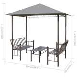 NNEVL Garden Pavilion with Table and Benches 2.5x1.5x2.4 m Anthracite