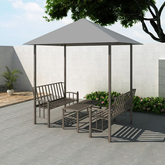 NNEVL Garden Pavilion with Table and Benches 2.5x1.5x2.4 m Anthracite