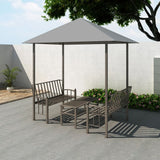 NNEVL Garden Pavilion with Table and Benches 2.5x1.5x2.4 m Anthracite