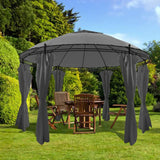 NNEVL Gazebo with Curtains Round 3.5x2.7 m Anthracite