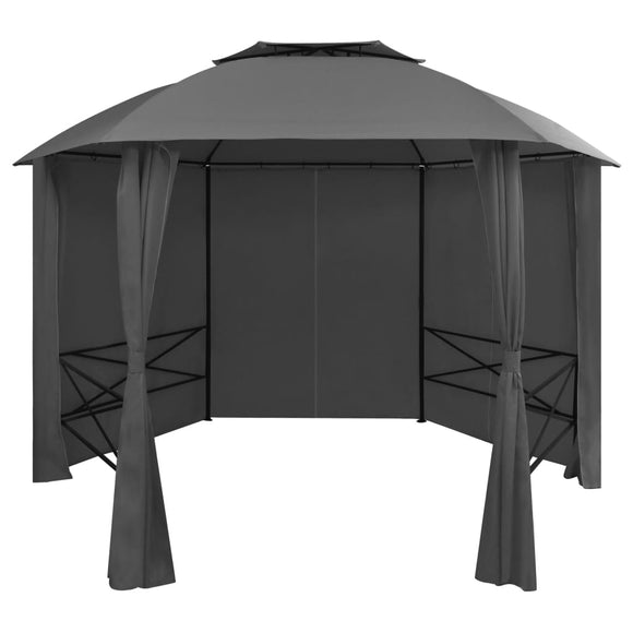 NNEVL Garden Marquee Pavilion Tent with Curtains Hexagonal 360x265 cm