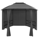 NNEVL Garden Marquee Pavilion Tent with Curtains Hexagonal 360x265 cm