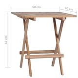 NNEVL Folding Bistro Table 60x60x65 cm Solid Teak Wood