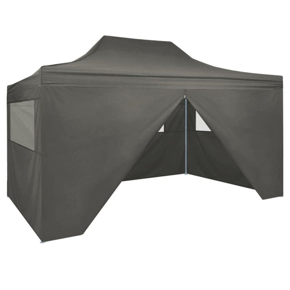 NNEVL Foldable Tent Pop-Up with 4 Side Walls 3x4.5 m Anthracite