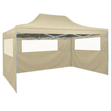 NNEVL Foldable Tent with 3 Walls 3x4.5 m Cream