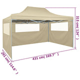 NNEVL Foldable Tent with 3 Walls 3x4.5 m Cream