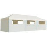 NNEVL Folding Pop-up Party Tent with 8 Sidewalls 3x9 m Cream
