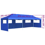 NNEVL Folding Pop-up Party Tent with 5 Sidewalls 3x9 m Blue