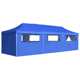 NNEVL Folding Pop-up Party Tent with 8 Sidewalls 3x9 m Blue