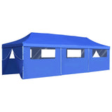 NNEVL Folding Pop-up Party Tent with 8 Sidewalls 3x9 m Blue