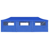 NNEVL Folding Pop-up Party Tent with 8 Sidewalls 3x9 m Blue