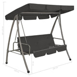 NNEVL Outdoor Swing Bench with Canopy Anthracite 192x118x175 cm Steel