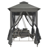 NNEVL Outdoor Convertible Swing Bench with Canopy Anthracite 220x160x240 cm Steel