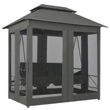 NNEVL Outdoor Convertible Swing Bench with Canopy Anthracite 220x160x240 cm Steel