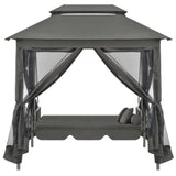 NNEVL Outdoor Convertible Swing Bench with Canopy Anthracite 220x160x240 cm Steel