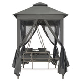 NNEVL Outdoor Convertible Swing Bench with Canopy Anthracite 220x160x240 cm Steel