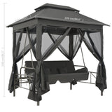 NNEVL Outdoor Convertible Swing Bench with Canopy Anthracite 220x160x240 cm Steel