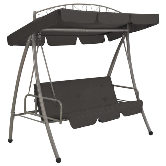 NNEVL Outdoor Convertible Swing Bench with Canopy Anthracite 198x120x205 cm Steel