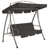 NNEVL Outdoor Convertible Swing Bench with Canopy Anthracite 198x120x205 cm Steel