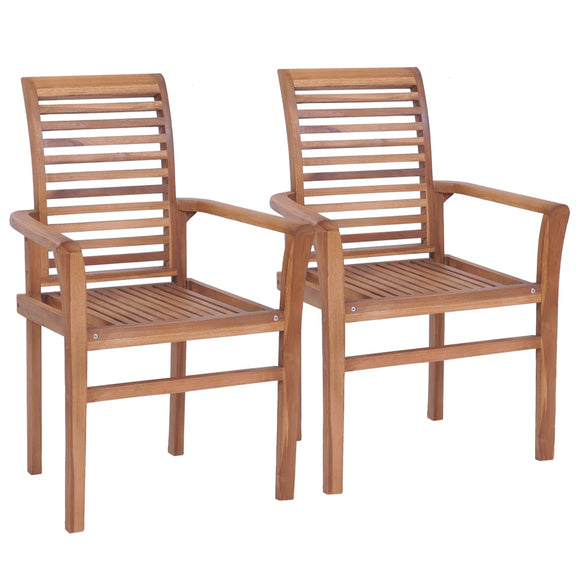 NNEVL Stacking Dining Chairs 2 pcs Solid Teak
