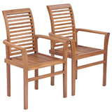 NNEVL Stacking Dining Chairs 2 pcs Solid Teak