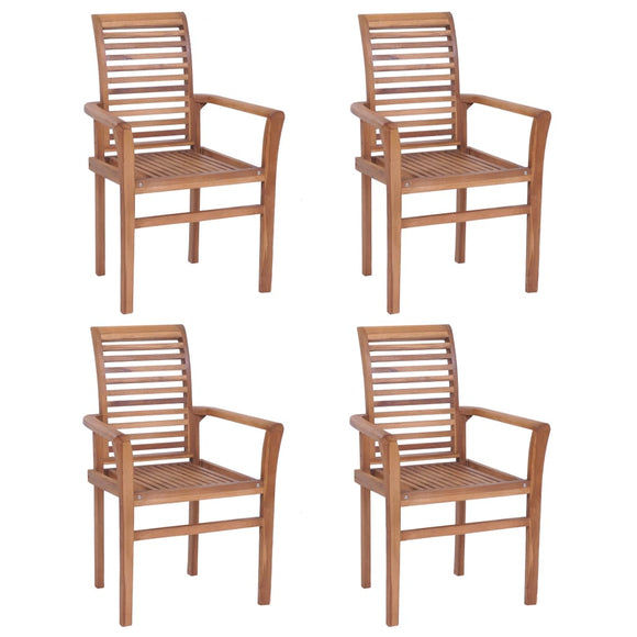 NNEVL Stacking Dining Chairs 4 pcs Solid Teak
