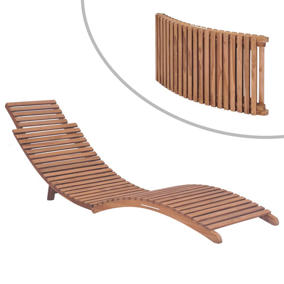 NNEVL Folding Sun Lounger Solid Teak Wood