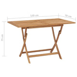 NNEVL Folding Garden Table 120x70x75 cm Solid Teak Wood