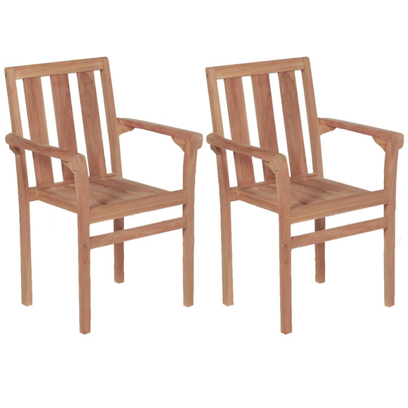 NNEVL Stacking Garden Chairs 2 pcs Solid Teak Wood
