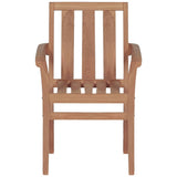 NNEVL Stacking Garden Chairs 2 pcs Solid Teak Wood