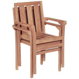 NNEVL Stacking Garden Chairs 2 pcs Solid Teak Wood