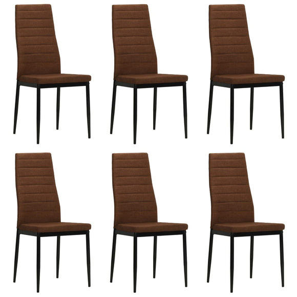 NNEVL Dining Chairs 6 pcs Brown Fabric
