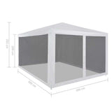 NNEVL Party Tent with 4 Mesh Sidewalls 3x3 m