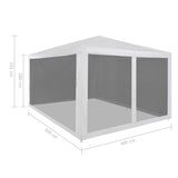 NNEVL Party Tent with 4 Mesh Sidewalls 4x3 m