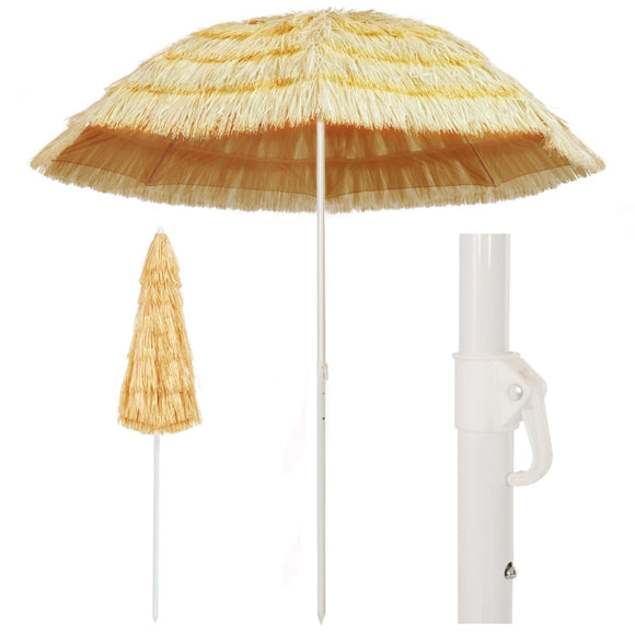 NNEVL Beach Umbrella Natural 240 cm Hawaii Style
