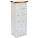 NNEVL Tall Chest of Drawers 45x32x115 cm Solid Oak Wood