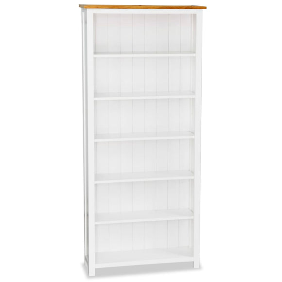 NNEVL 6-Tier Bookcase 80x23x180 cm Solid Oak Wood
