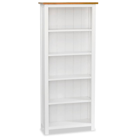 NNEVL 5-Tier Bookcase 60x22.5x140 cm Solid Oak Wood