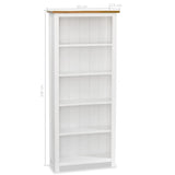 NNEVL 5-Tier Bookcase 60x22.5x140 cm Solid Oak Wood