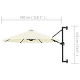 NNEVL Wall-Mounted Parasol with Metal Pole 300 cm Sand