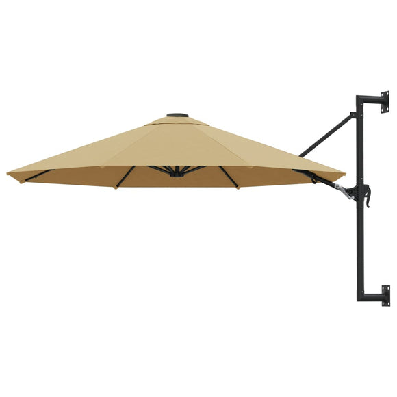 NNEVL Wall-Mounted Parasol with Metal Pole 300 cm Taupe