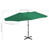NNEVL Outdoor Parasol with Aluminium Pole 460x270 cm Green