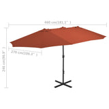 NNEVL Outdoor Parasol with Aluminium Pole 460x270 cm Terracotta